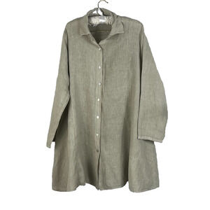 Pure Linen Women's Shirt Dress Button Down Minimalist Made In Italy